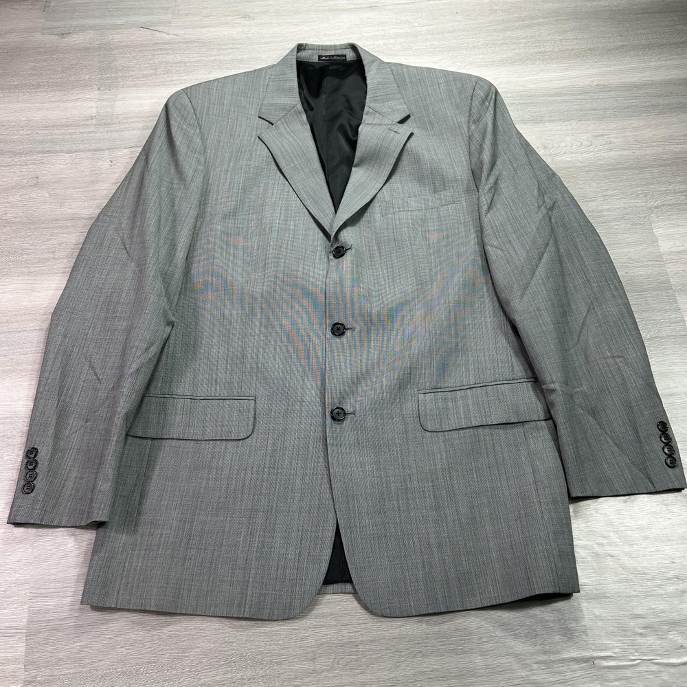 Alfani Suit Mens 44L Jacket 38x33 Pants Gray Wool Cashmere Check 2 Piece - Picture 2 of 16